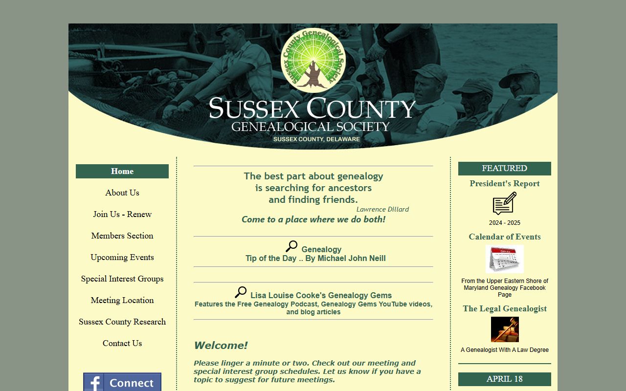 Sussex County genealogy society Delaware research group